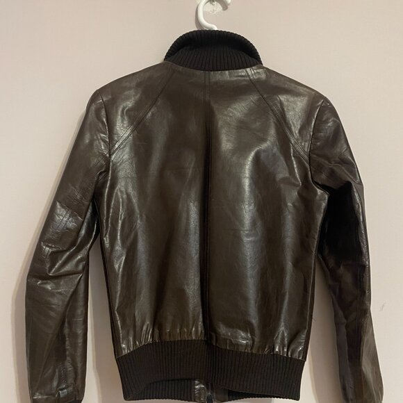 m0851 women's light leather bomber jacket espresso dark brown 0 XS - Picture 3 of 4